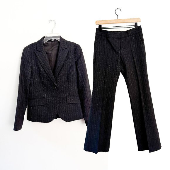 theory // dark gray pinstripe blazer jacket + trouser set // 2 - Picture 1 of 12